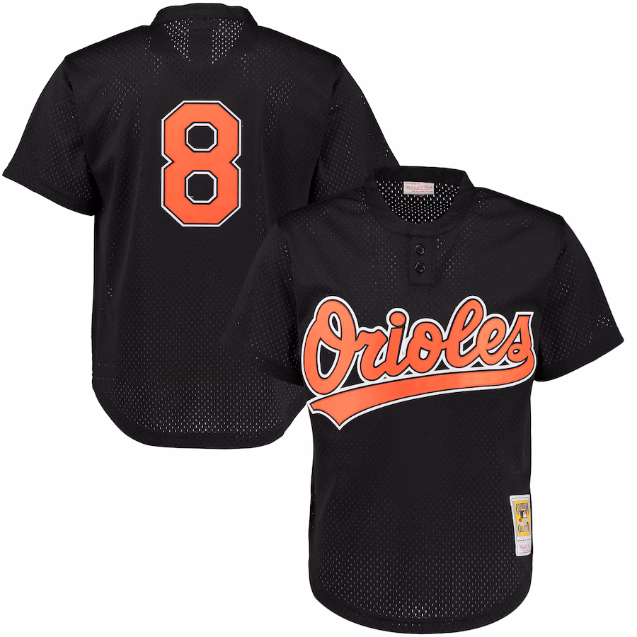 Men's Baltimore Orioles Cal Ripken Jr. Mitchell & Ness Black Cooperstown Mesh Batting Practice Jersey - Puhuasuan
