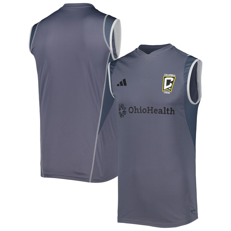 Men's Columbus Crew adidas Gray 2023 On-Field Sleeveless Training Jersey - Puhuasuan