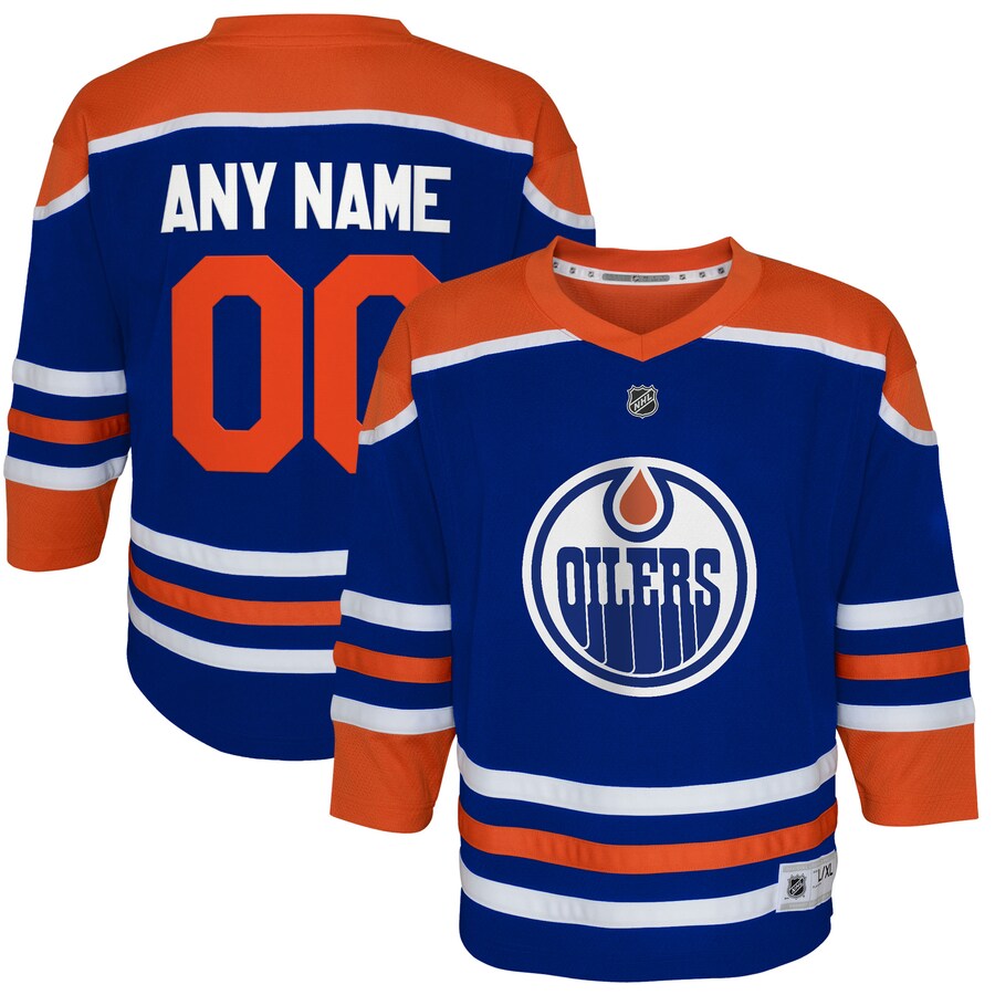 Youth Edmonton Oilers Royal Home Replica Custom Jersey - Puhuasuan