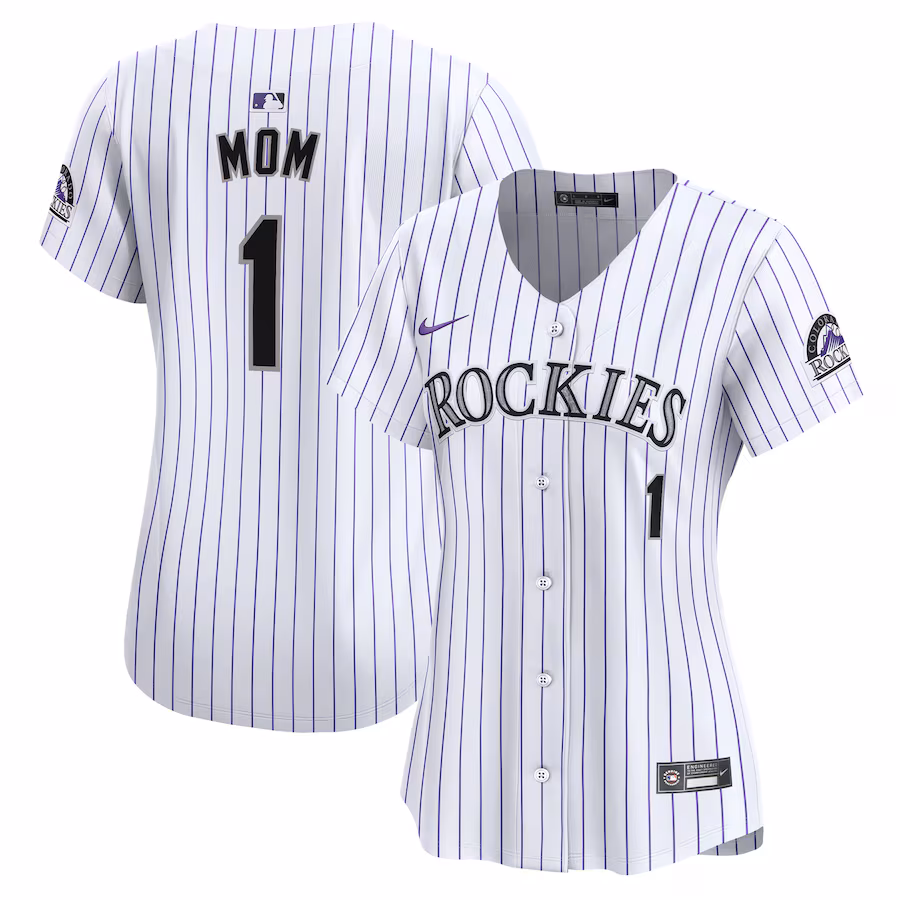 Women's Colorado Rockies Nike White #1 Mom Home Limited Jersey - Puhuasuan