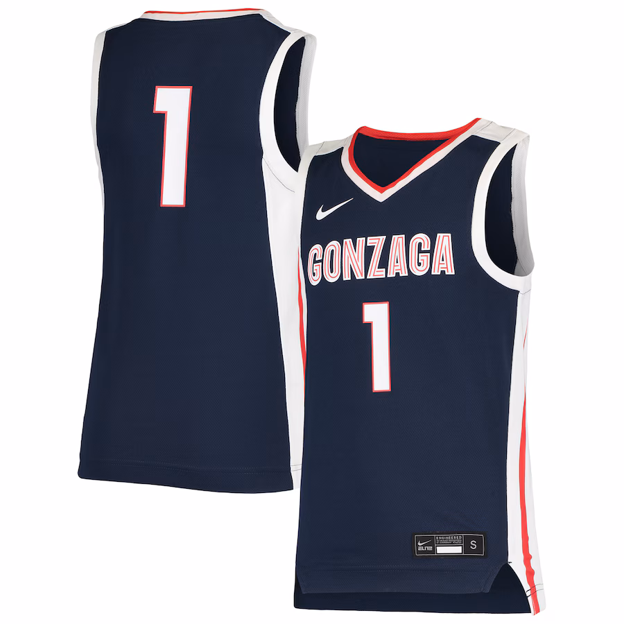 Youth Nike #1 Navy Gonzaga Bulldogs Team Replica Basketball Jersey - Puhuasuan