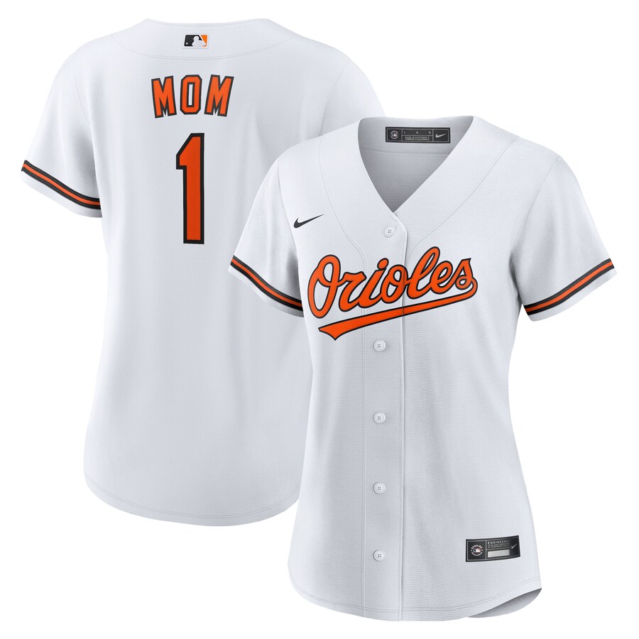 Women's Baltimore Orioles Nike White #1 Mom Home Replica Jersey - Puhuasuan