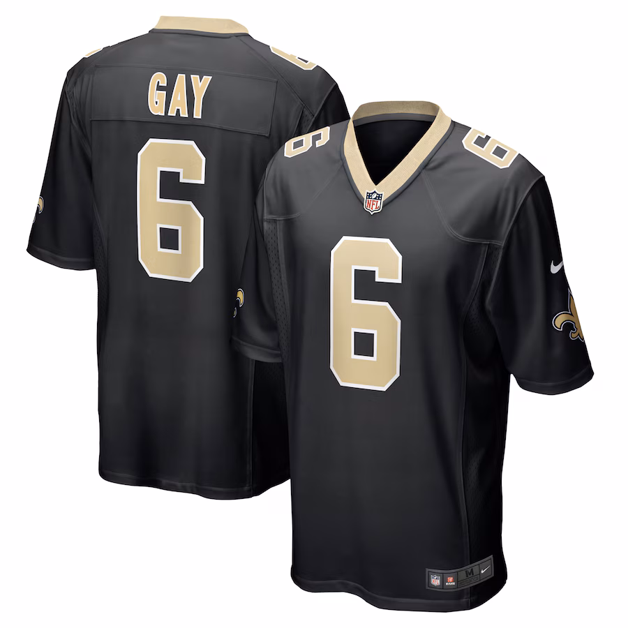 Men's New Orleans Saints Willie Gay Nike Black Game Jersey - Puhuasuan