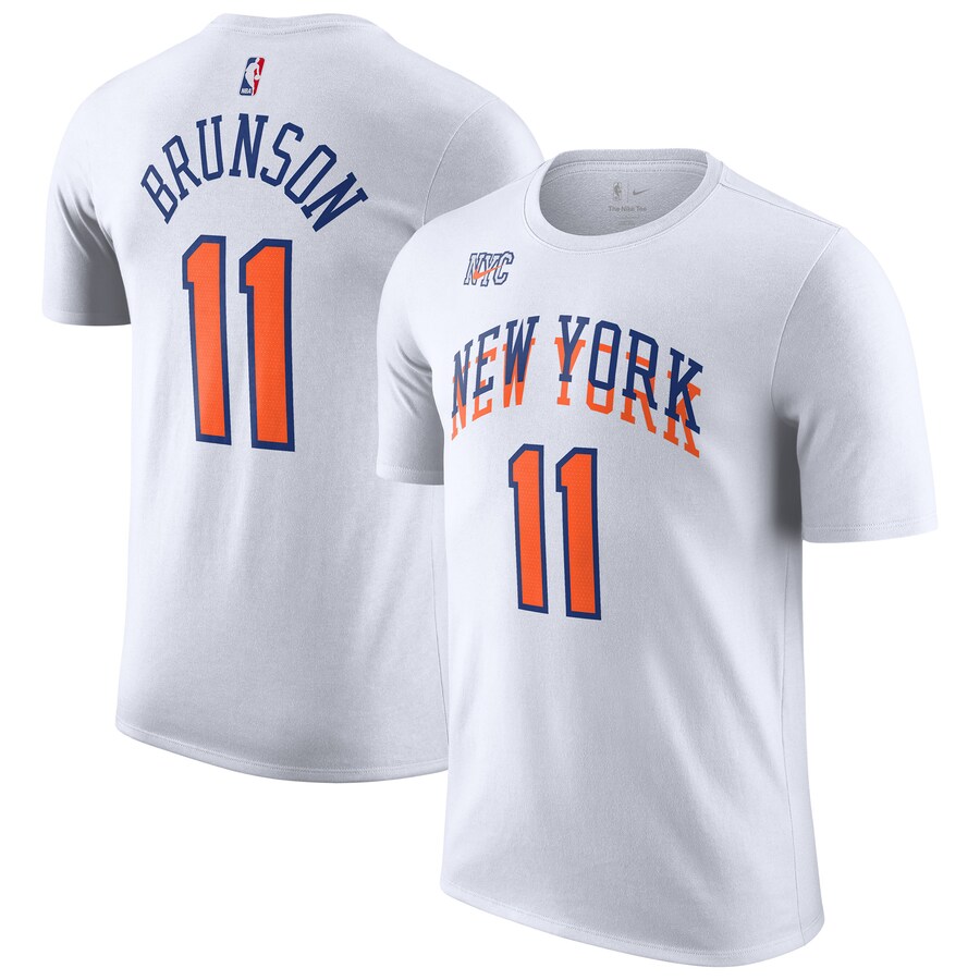 Men's New York Knicks Jalen Brunson Nike White 2024/25 City Edition Name & Number T-Shirt - Puhuasuan