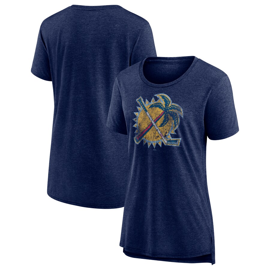 Women's Florida Panthers Navy Slow Whistle Tri-Blend T-Shirt - Puhuasuan