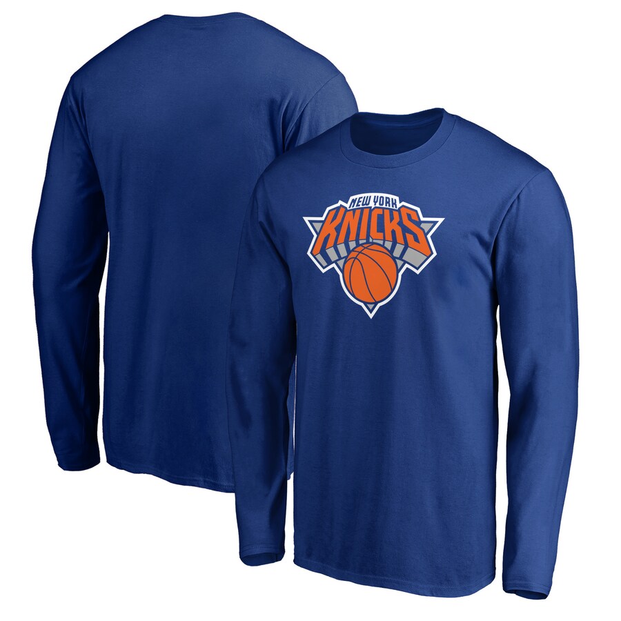Men's New York Knicks Blue Primary Team Logo Long Sleeve T-Shirt - Puhuasuan