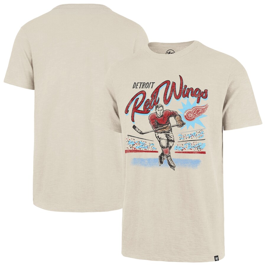 Men's Detroit Red Wings '47 Natural Hockey Player Golden Age Scrum T-Shirt - Puhuasuan