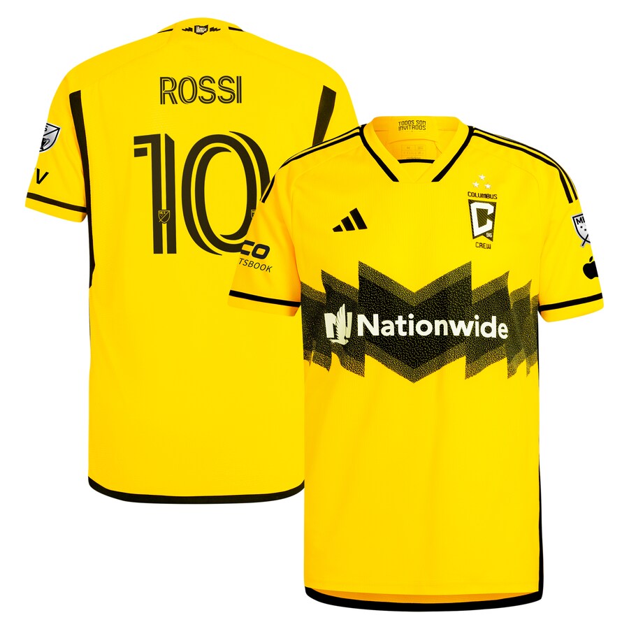 Men's Columbus Crew Diego Rossi adidas Yellow 2024 The Home Kit Authentic Player Jersey - Puhuasuan