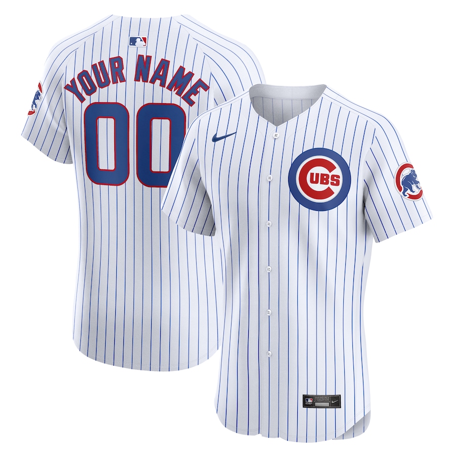 Men's Chicago Cubs Nike White Home Elite Custom Jersey - Puhuasuan