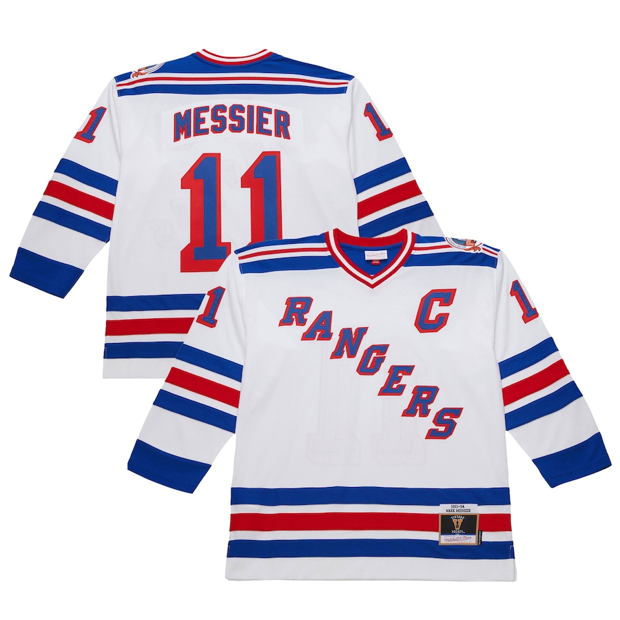 Men's New York Rangers Mark Messier White 1993-94 Power Play Jersey - Puhuasuan