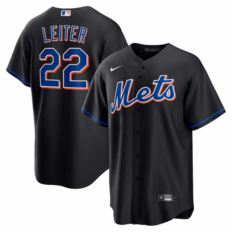 Men's New York Mets Al Leiter Nike Black 2022 Alternate Replica Player Jersey - Puhuasuan
