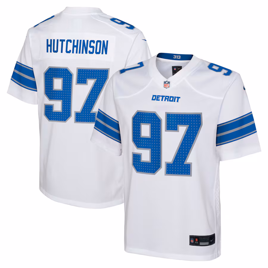 Youth Detroit Lions Aidan Hutchinson Nike White Player Game Jersey - Puhuasuan