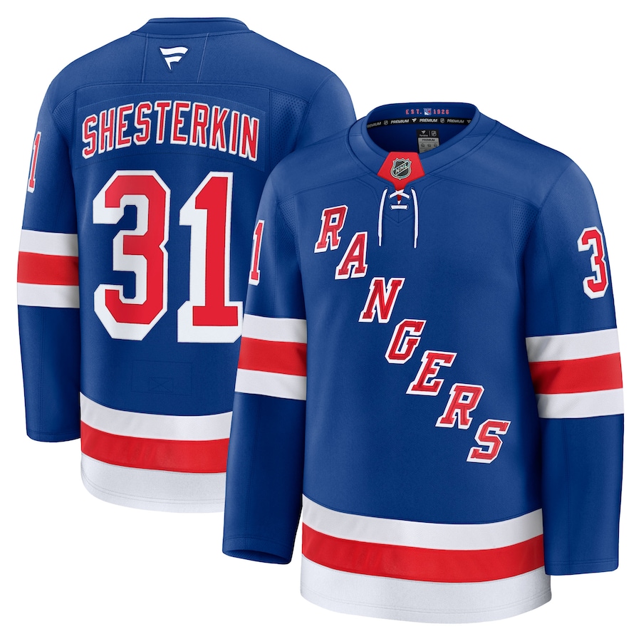 Men's New York Rangers Igor Shesterkin Fanatics Blue Home Premium Jersey - Puhuasuan