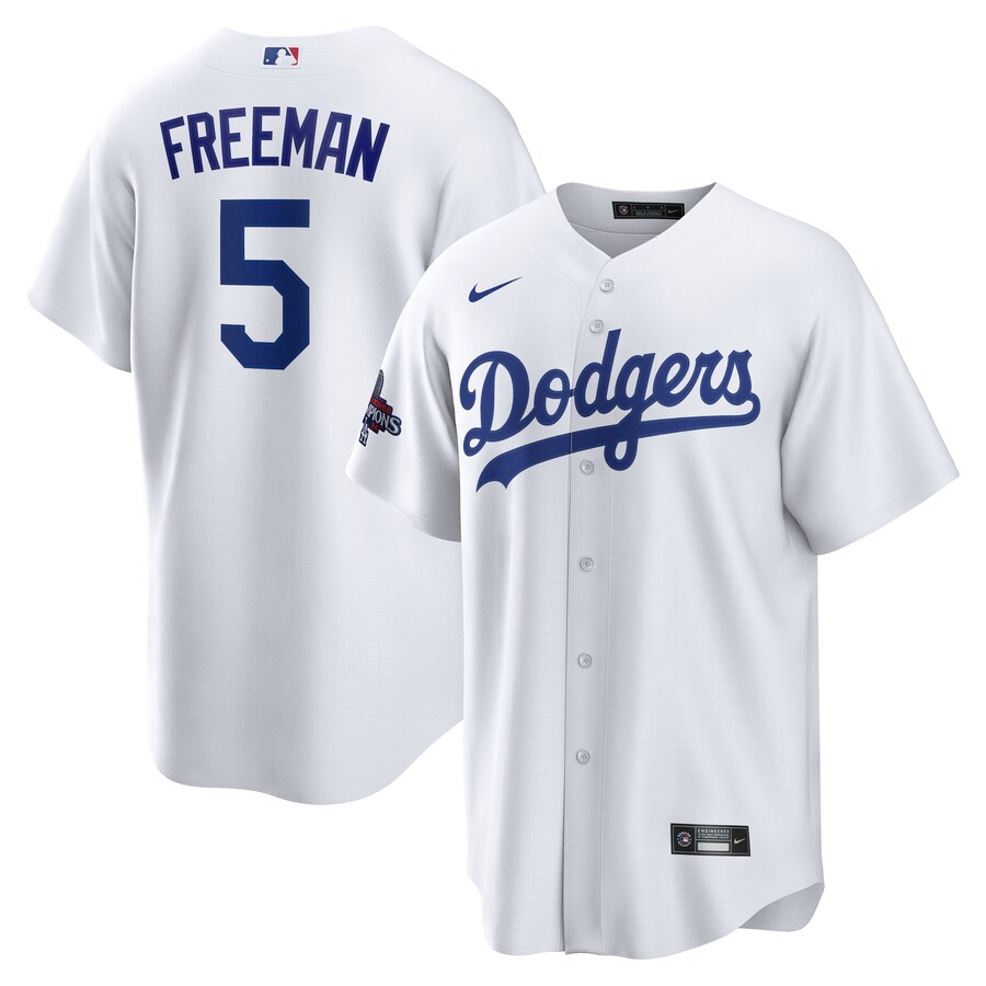 Men's Los Angeles Dodgers Freddie Freeman Nike White 2024 World Series Champions Home Replica Player Jersey - Puhuasuan