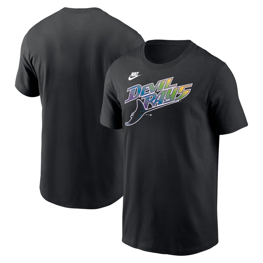Men's Tampa Bay Rays Nike Black Cooperstown Wordmark T-Shirt - Puhuasuan