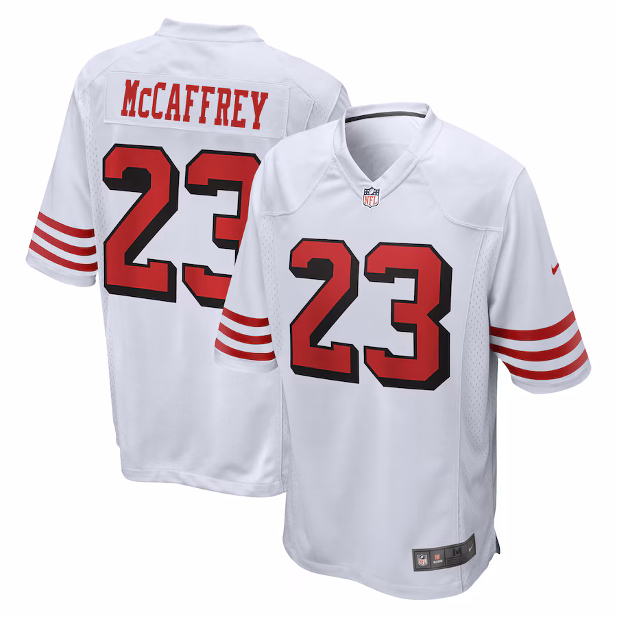 Men's San Francisco 49ers Christian McCaffrey Nike White Game Jersey - Puhuasuan
