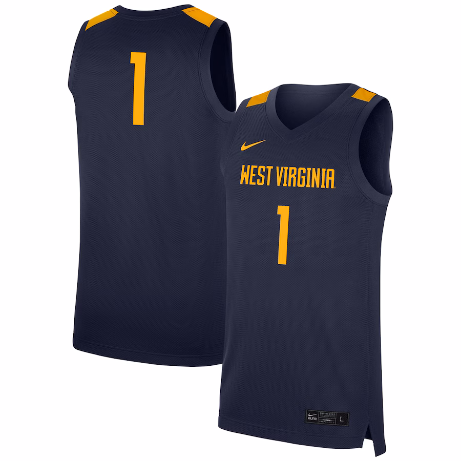 Men's Nike #1 Navy West Virginia Mountaineers Replica Jersey - Puhuasuan