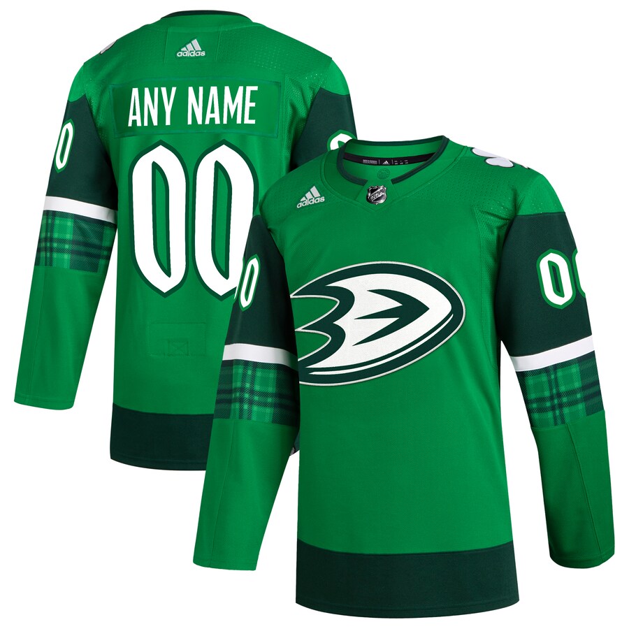 Men's Anaheim Ducks  adidas Kelly Green St. Patrick's Day Authentic Custom Jersey - Puhuasuan
