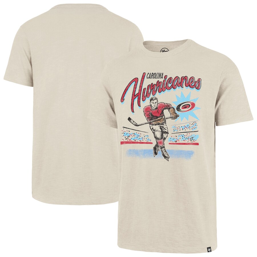 Men's Carolina Hurricanes '47 Natural Hockey Player Golden Age Scrum T-Shirt - Puhuasuan