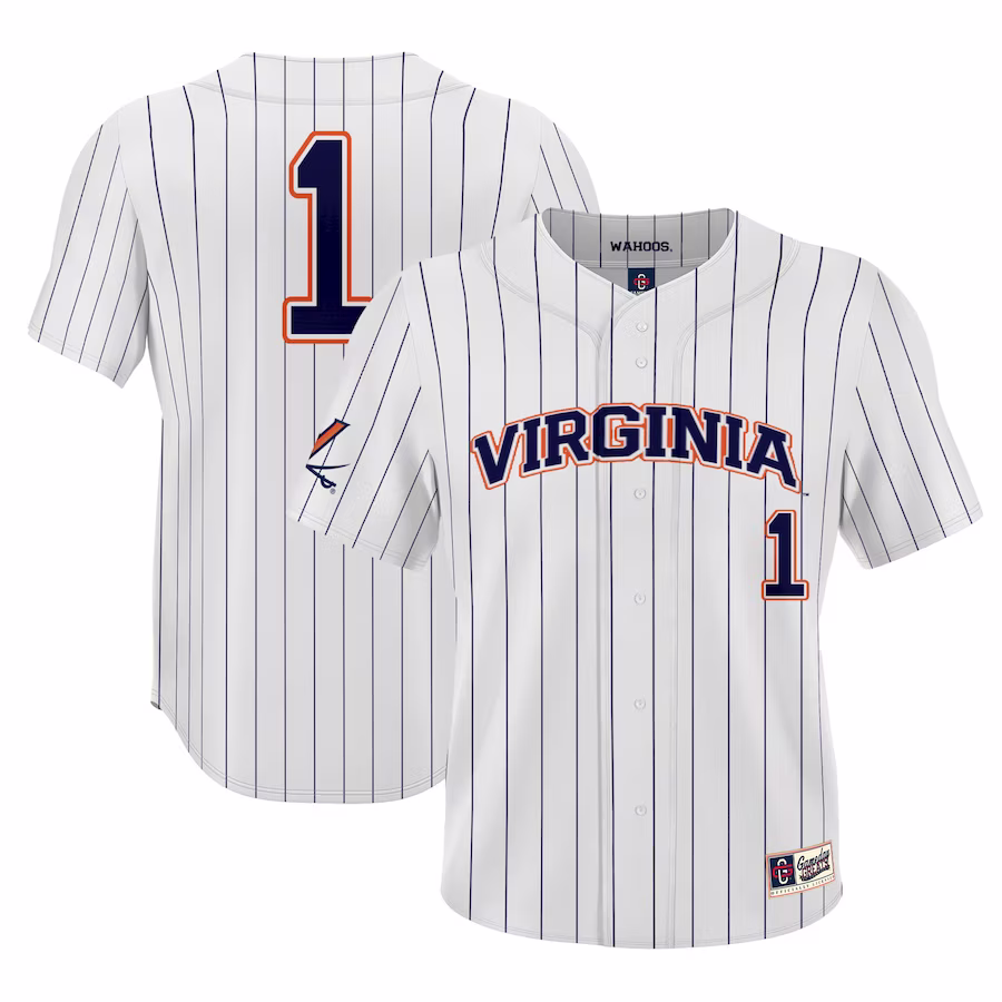 #1 Virginia Cavaliers GameDay Greats Lightweight Baseball Jersey - White - Puhuasuan