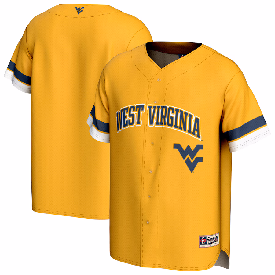Youth GameDay Greats Gold West Virginia Mountaineers Spirit Baseball Jersey - Puhuasuan