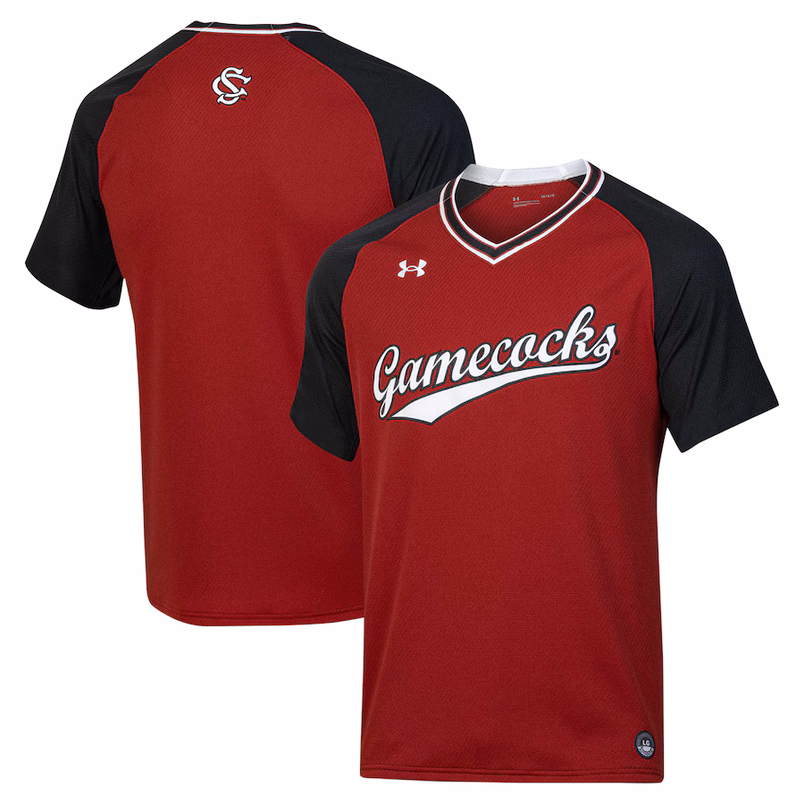 Men's Under Armour Garnet South Carolina Gamecocks Softball V-Neck Jersey - Puhuasuan