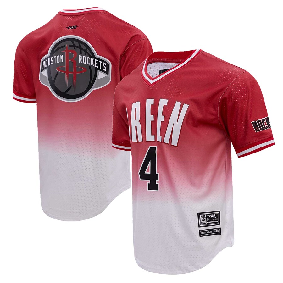 Men's Houston Rockets Jalen Green Post Red/White Ombre Name & Number T-Shirt - Puhuasuan