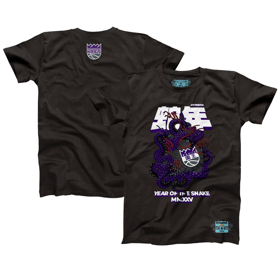 Unisex Sacramento Kings NBALab x Hyperfly Heather Black Year of the Snake Lunar New Year Collection T-Shirt - Puhuasuan