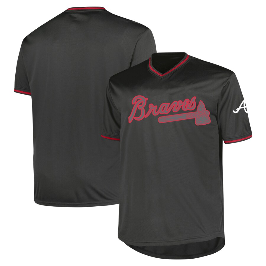 Men's Atlanta Braves Profile Charcoal Big & Tall Pop Fashion Jersey - Puhuasuan