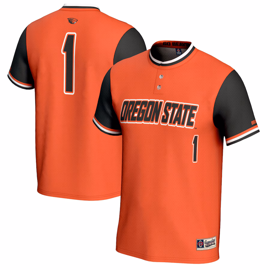 #1 Oregon State Beavers GameDay Greats Unisex Softball Fashion Jersey - Orange - Puhuasuan