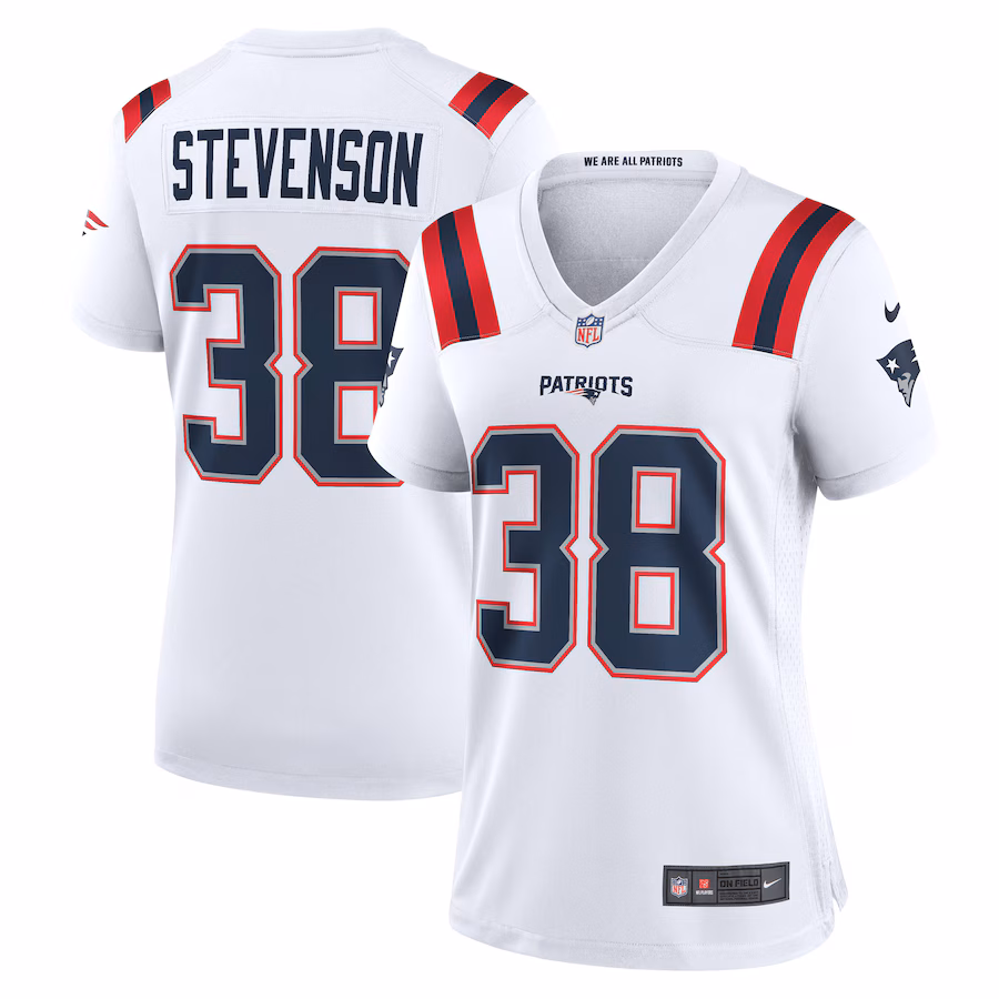 Women's New England Patriots Rhamondre Stevenson Nike White Game Player Jersey - Puhuasuan