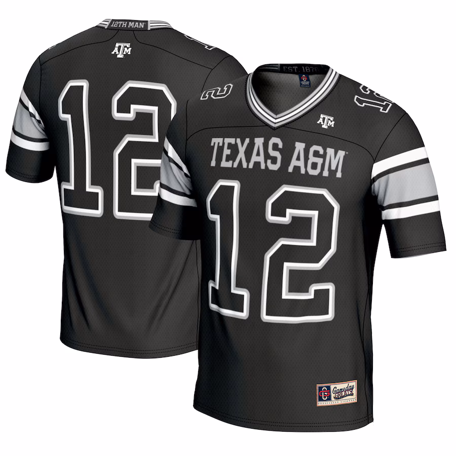 #12 Texas A&M Aggies GameDay Greats Youth Football Lightweight Fashion Jersey - Black - Puhuasuan