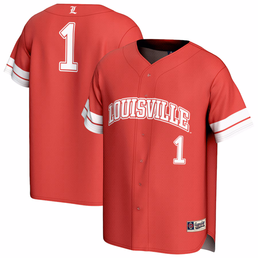 Unisex GameDay Greats #1 Red Louisville Cardinals Lightweight Collegiate Baseball Fashion Jersey - Puhuasuan