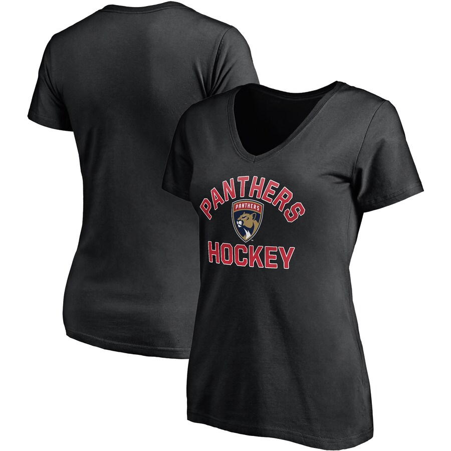 Women's Florida Panthers Fanatics Black Overtime V-Neck T-Shirt - Puhuasuan