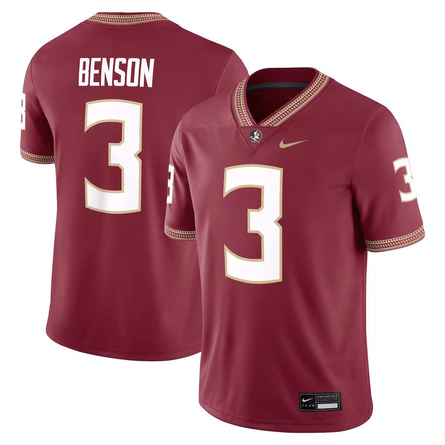 Men's Nike Trey Benson Garnet Florida State Seminoles Player Game Jersey - Puhuasuan