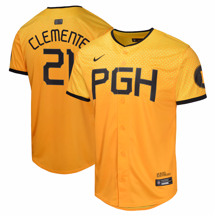 Youth Pittsburgh Pirates Roberto Clemente Nike Gold City Connect Limited Player Jersey - Puhuasuan