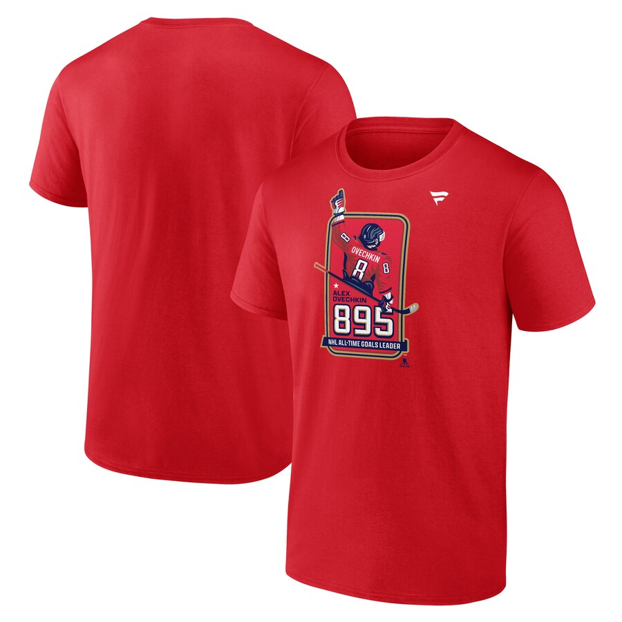 Men's Washington Capitals Alexander Ovechkin Fanatics Athletic Red NHL All-Time Leading Goal Scorer Locker Room T-Shirt - Puhuasuan