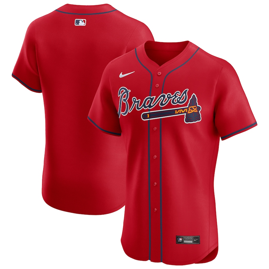 Men's Atlanta Braves Nike Red Alternate Elite Jersey - Puhuasuan