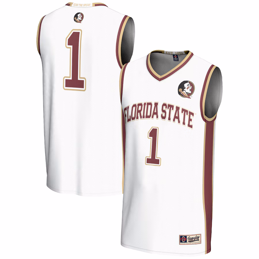 Male GameDay Greats #1  White Florida State Seminoles  Lightweight Basketball Jersey - Puhuasuan