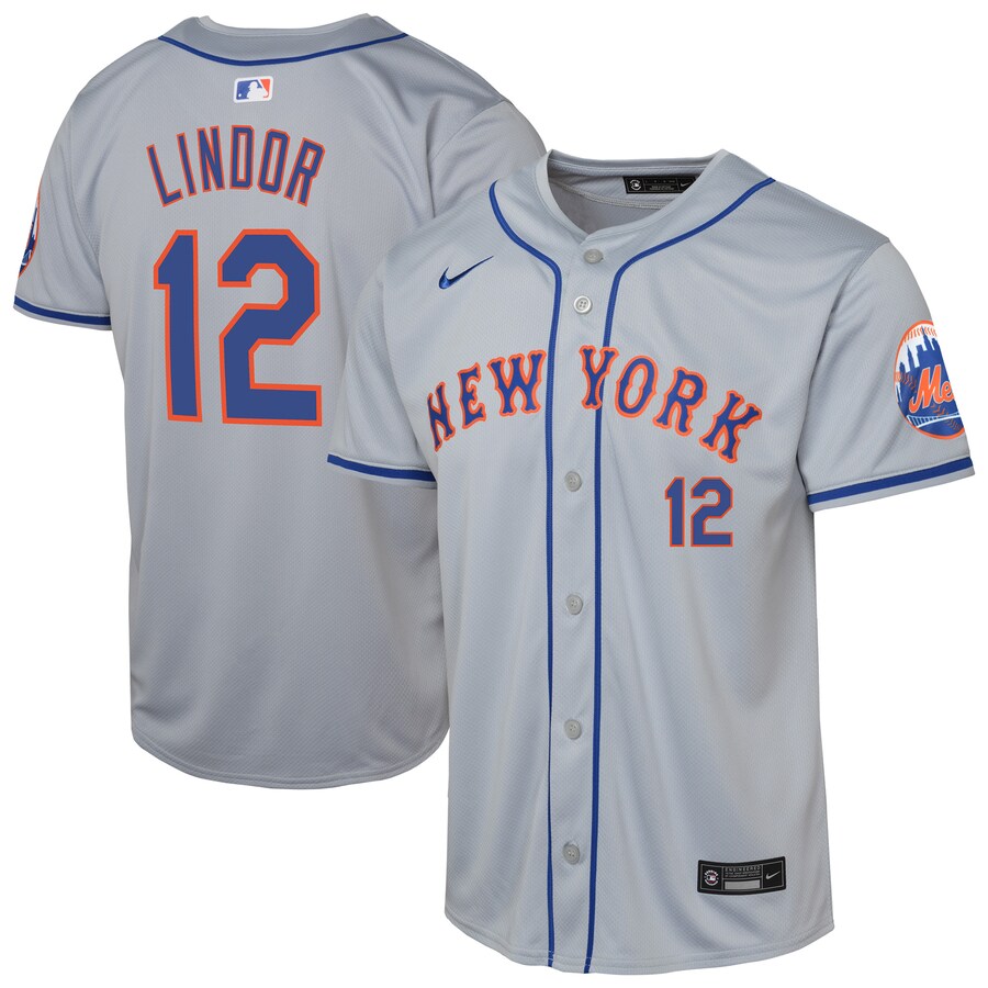 Youth New York Mets Francisco Lindor Nike Gray Road Limited Player Jersey - Puhuasuan