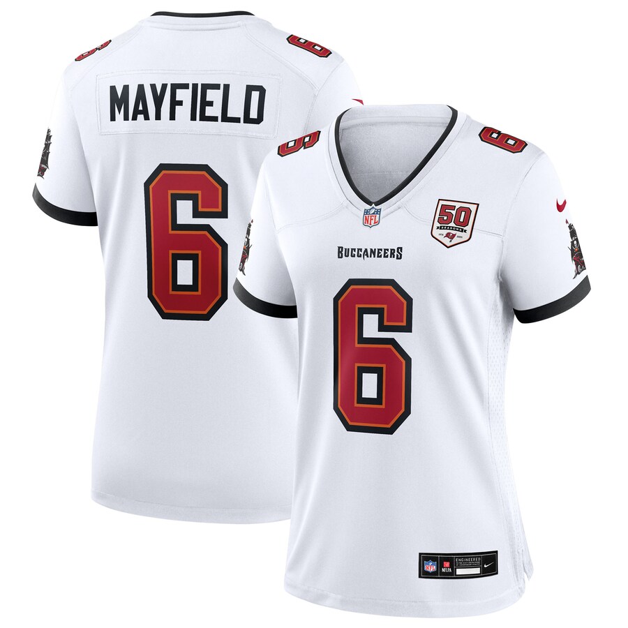 Women's Tampa Bay Buccaneers Baker Mayfield Nike White 50th Anniversary Game Jersey - Puhuasuan