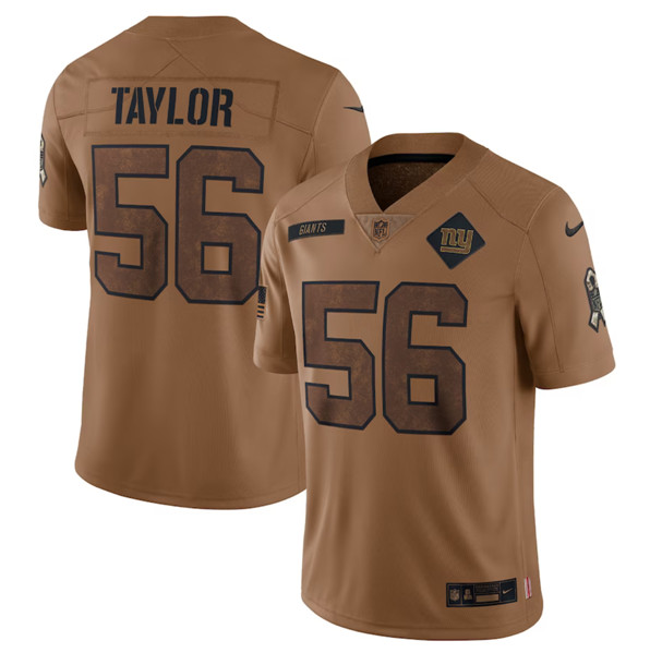 Men's New York Giants #56 Lawrence Taylor 2023 Brown Salute To Service Limited Football Stitched Jersey - Puhuasuan