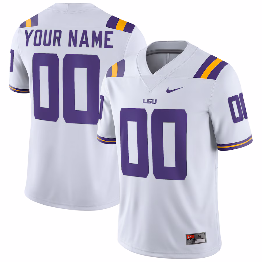 LSU Tigers Nike Football Custom Game Jersey - White - Puhuasuan