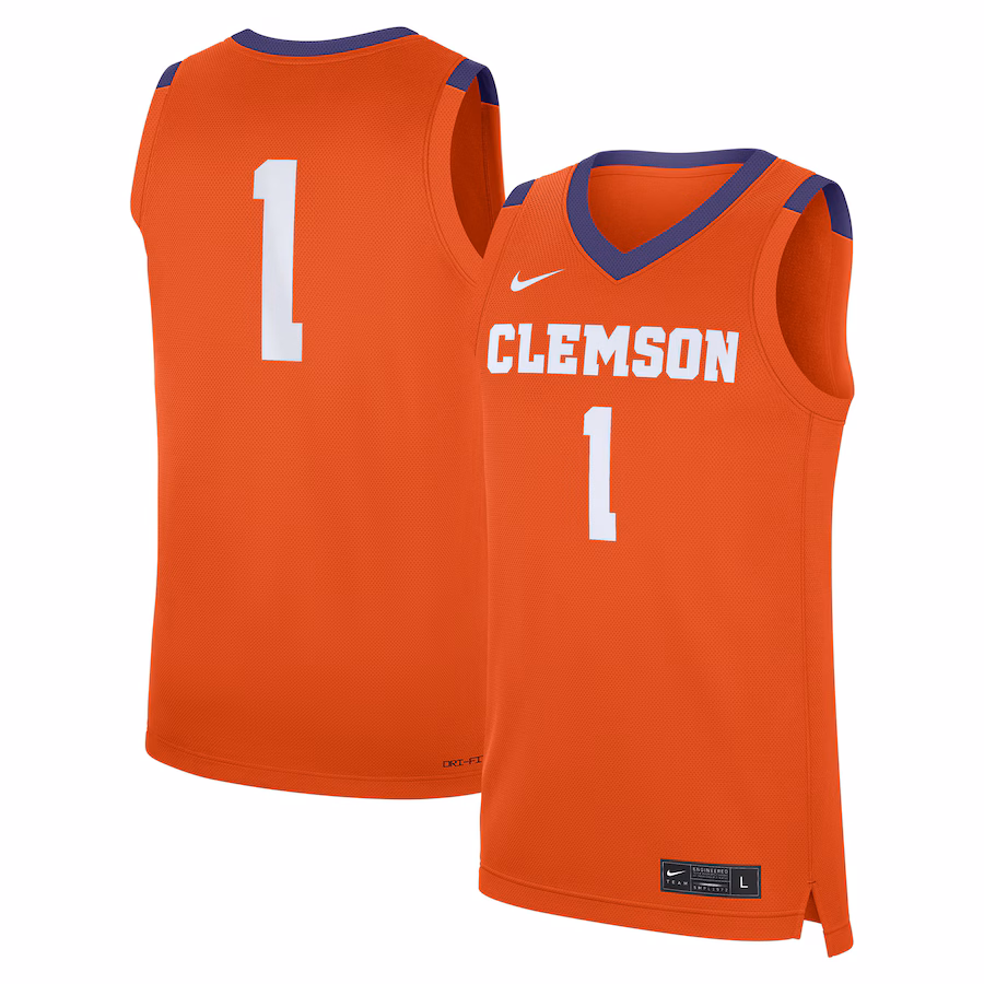 Men's Nike #1 Orange Clemson Tigers Road Replica Jersey - Puhuasuan