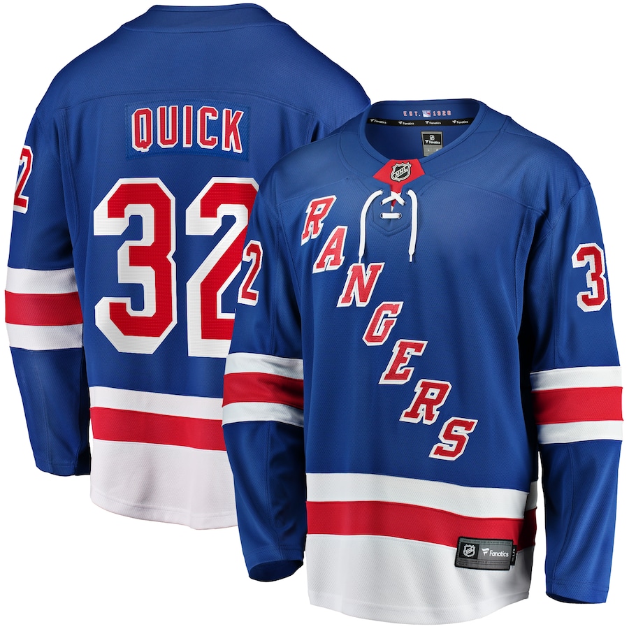 Men's New York Rangers Jonathan Quick Fanatics Blue Home Breakaway Jersey - Puhuasuan