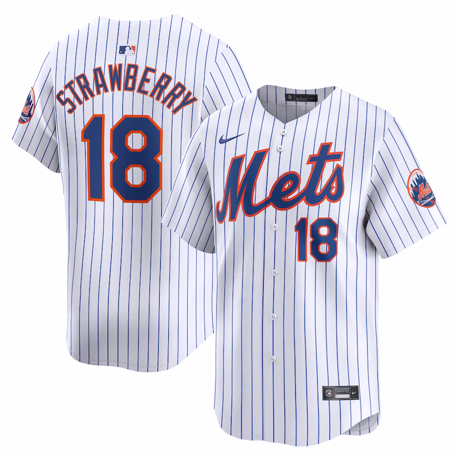 Men's New York Mets Darryl Strawberry Nike White Home Limited Player Jersey - Puhuasuan