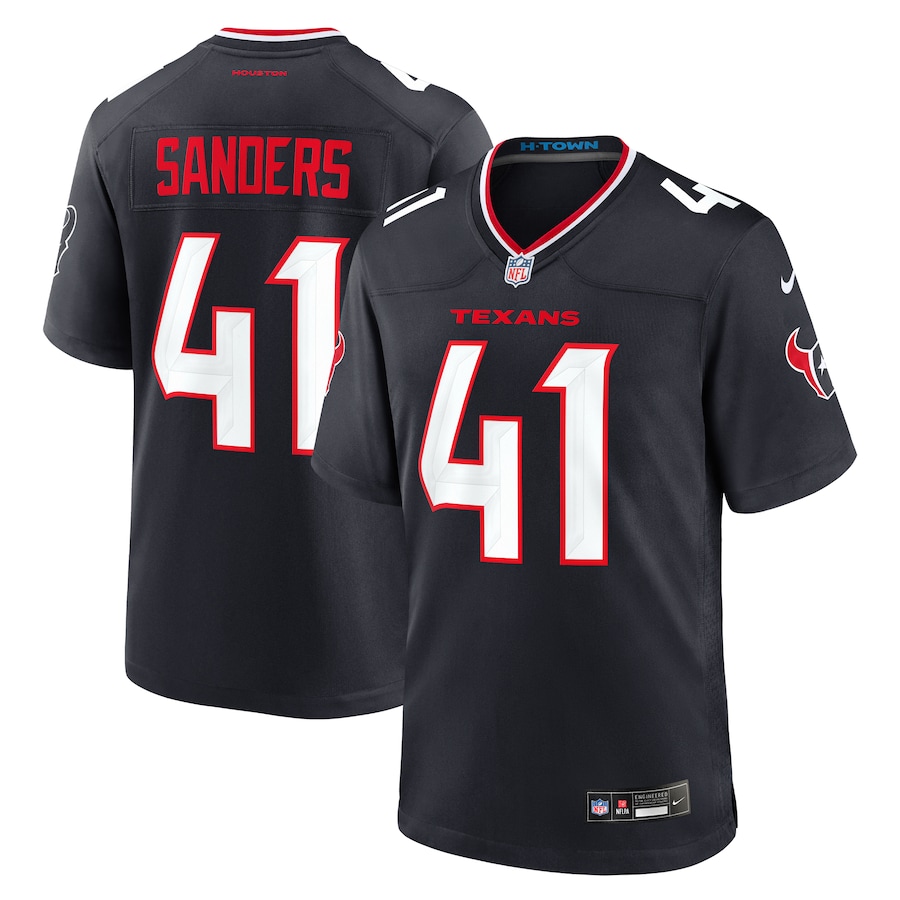 Men's Houston Texans Myjai Sanders Nike Navy Team Game Jersey - Puhuasuan