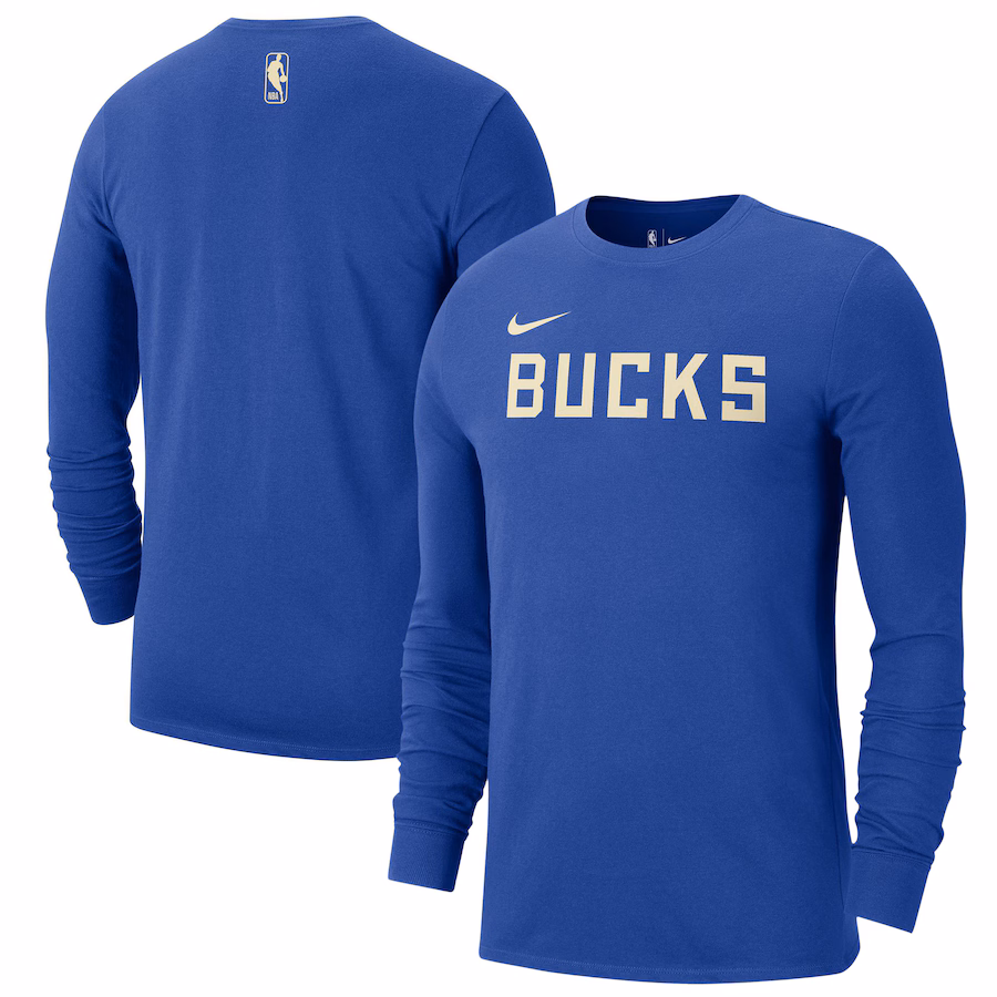 Men's Milwaukee Bucks Nike Royal 2024/25 City Edition Essential Logo Long Sleeve T-Shirt - Puhuasuan