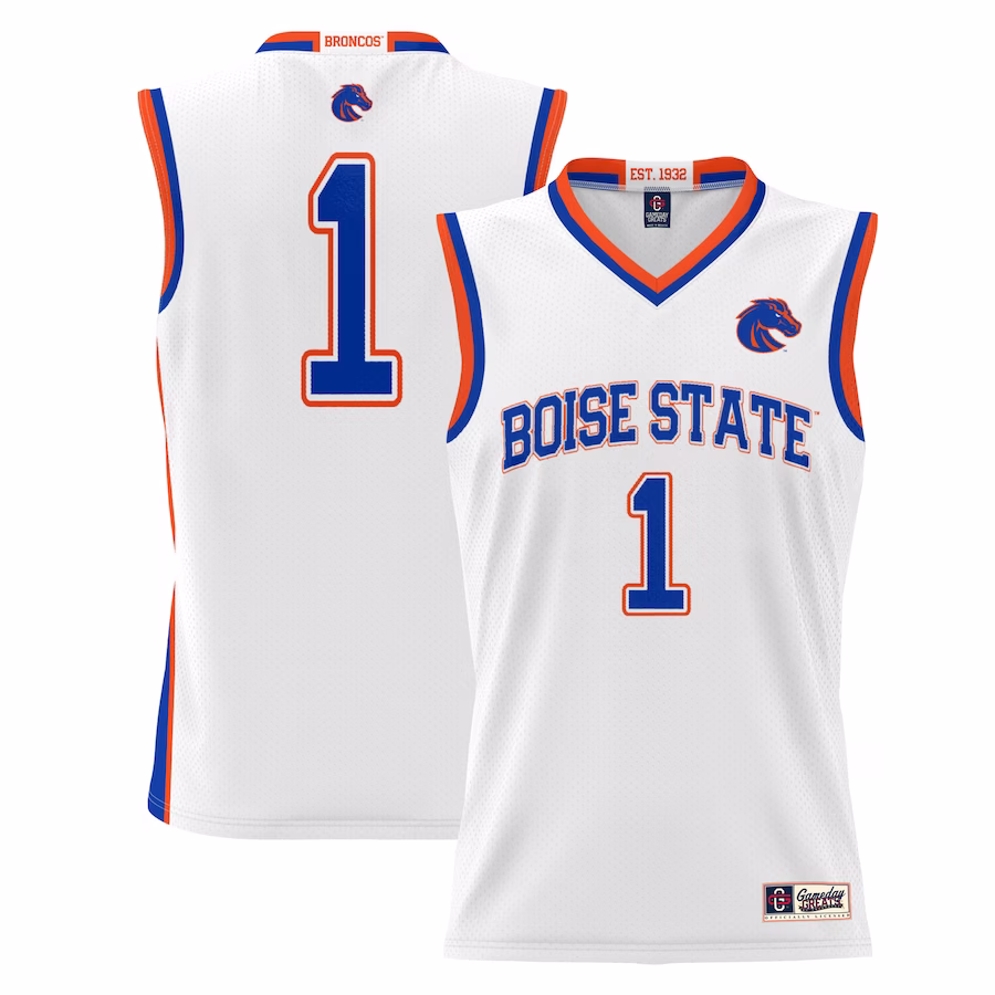 #1  Boise State Broncos GameDay Greats  Lightweight Basketball Jersey - White - Puhuasuan