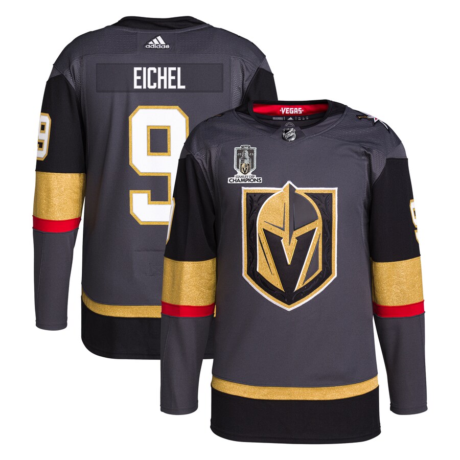 Men's Vegas Golden Knights Jack Eichel adidas Gray 2023 Stanley Cup Champions Authentic Alternate Player Jersey - Puhuasuan